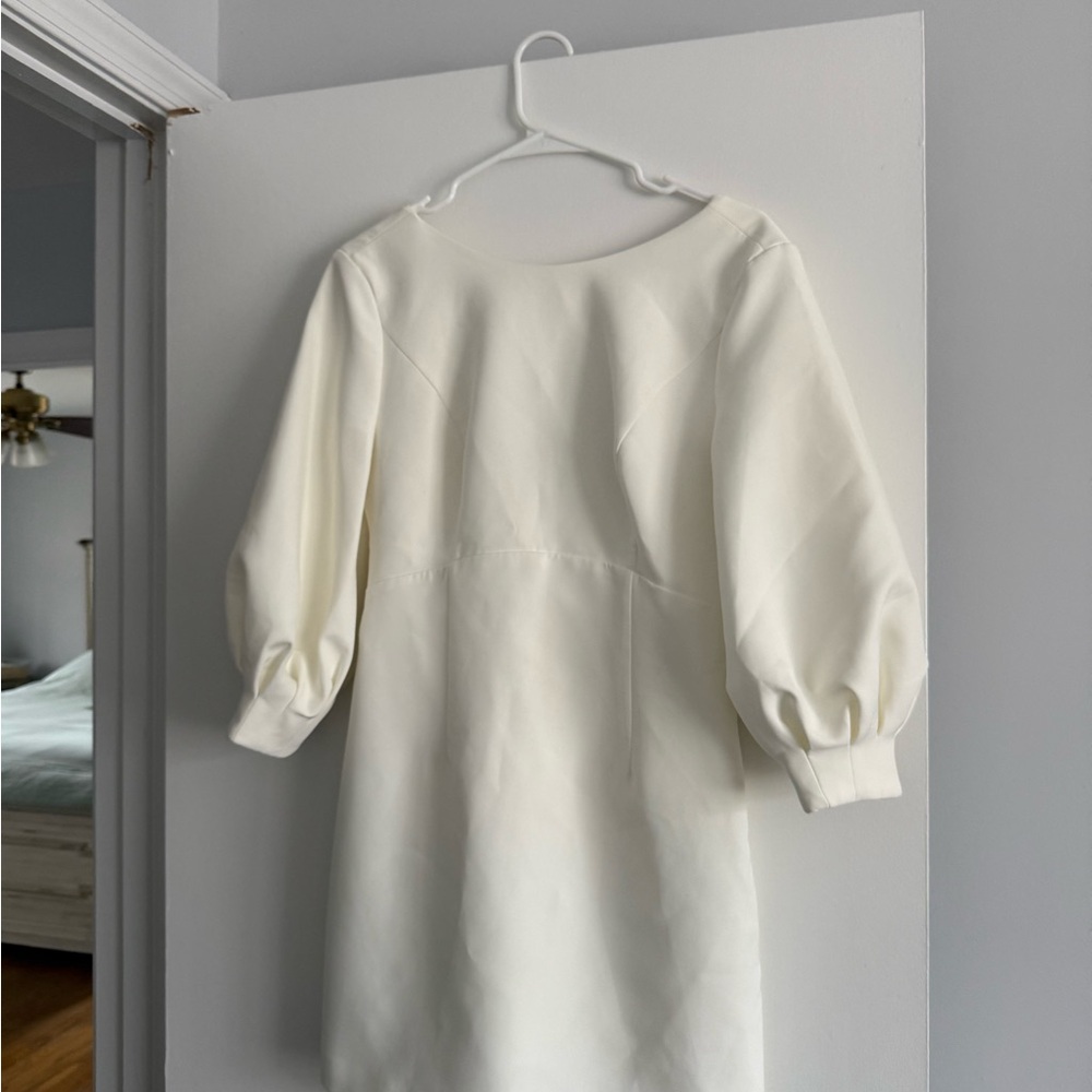 bow back mini dress in ivory - Picture 2 of 6